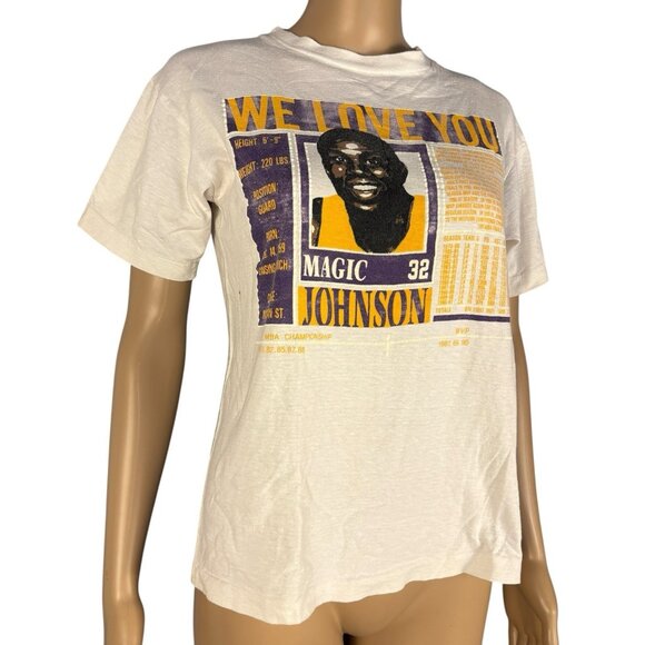 Vintage Magic Johnson T Shirt Tee Youth Sz M LA Lakers NBA Basketball Kids - Picture 2 of 13